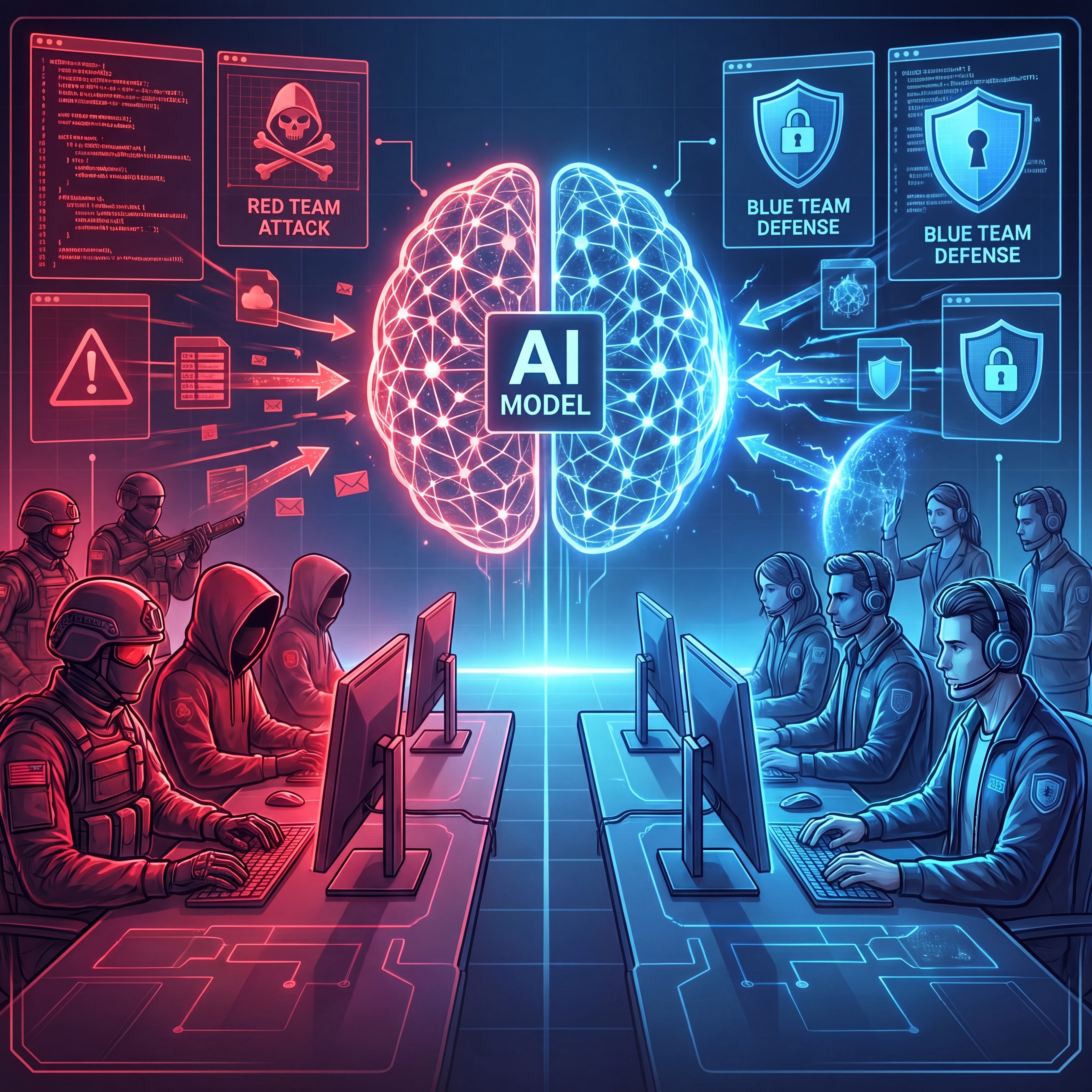 AI red teaming exercise testing an intelligent system against adversarial attacks