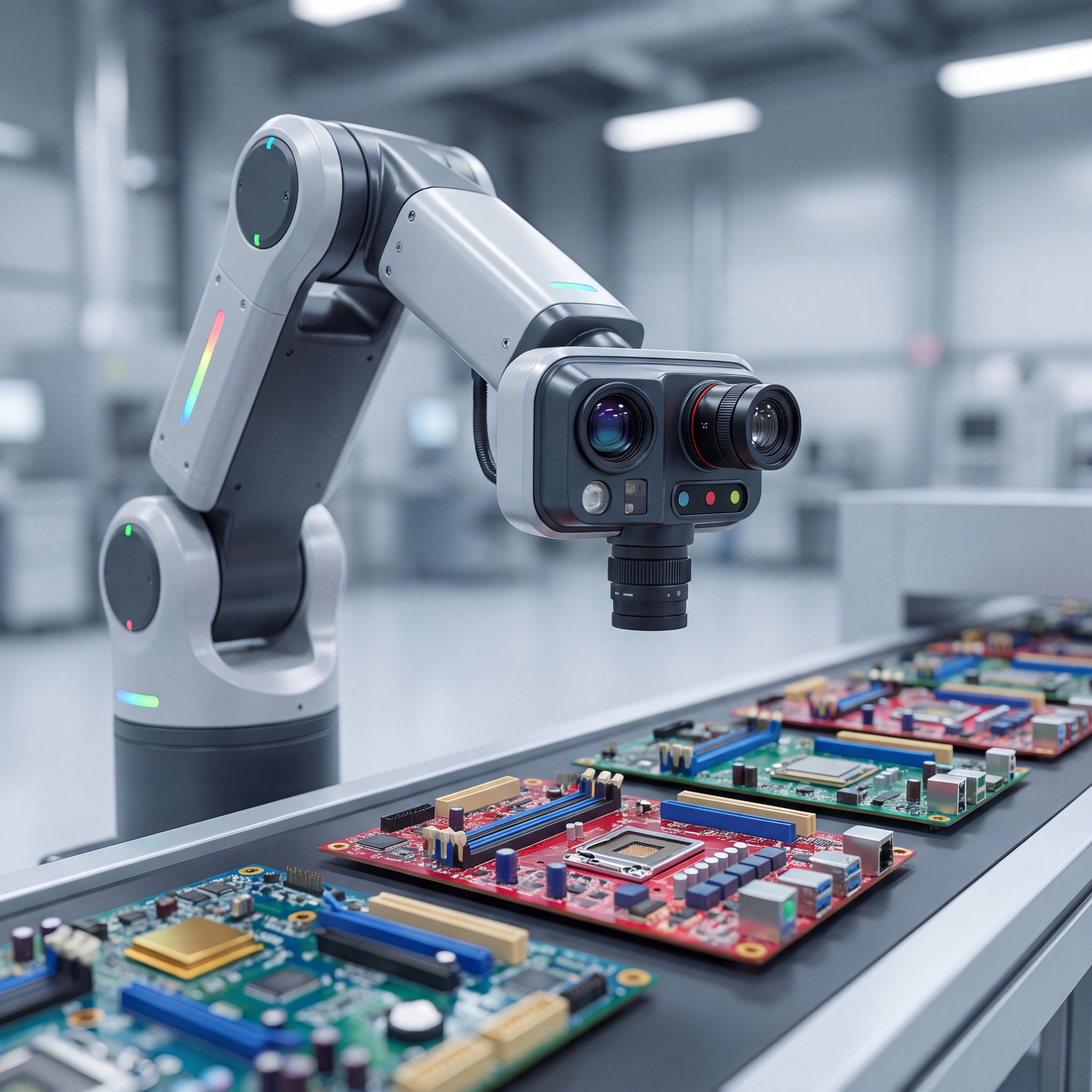 Robotic computer vision system inspecting electronic components